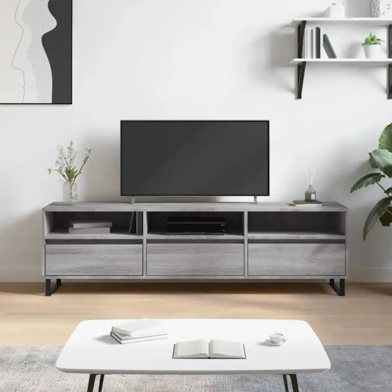 Tv-meubel met bewerkt hout en ijzeren poten met veel opbergruimte - Grijs sonoma / 1 - Tv-meubels