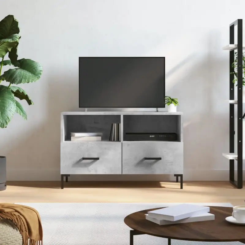 Tv-meubel met bewerkt hout en ijzeren poten voor een moderne look - Betongrijs / 1 - Tv-meubels