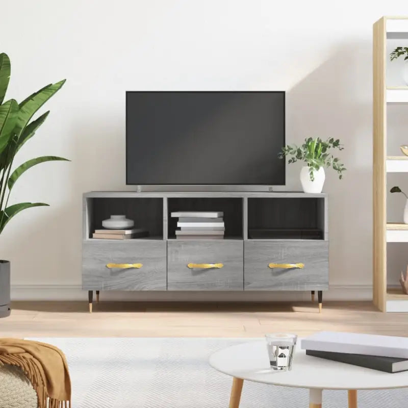 Tv-meubel met bewerkt hout en ijzeren poten voor een stijlvolle uitstraling - Grijs sonoma / 1 - Tv-meubels