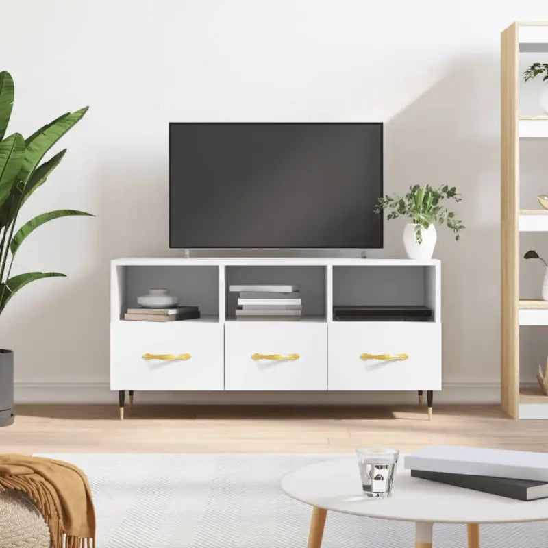 Tv-meubel met bewerkt hout en ijzeren poten voor een stijlvolle uitstraling - Wit / 1 - Tv-meubels