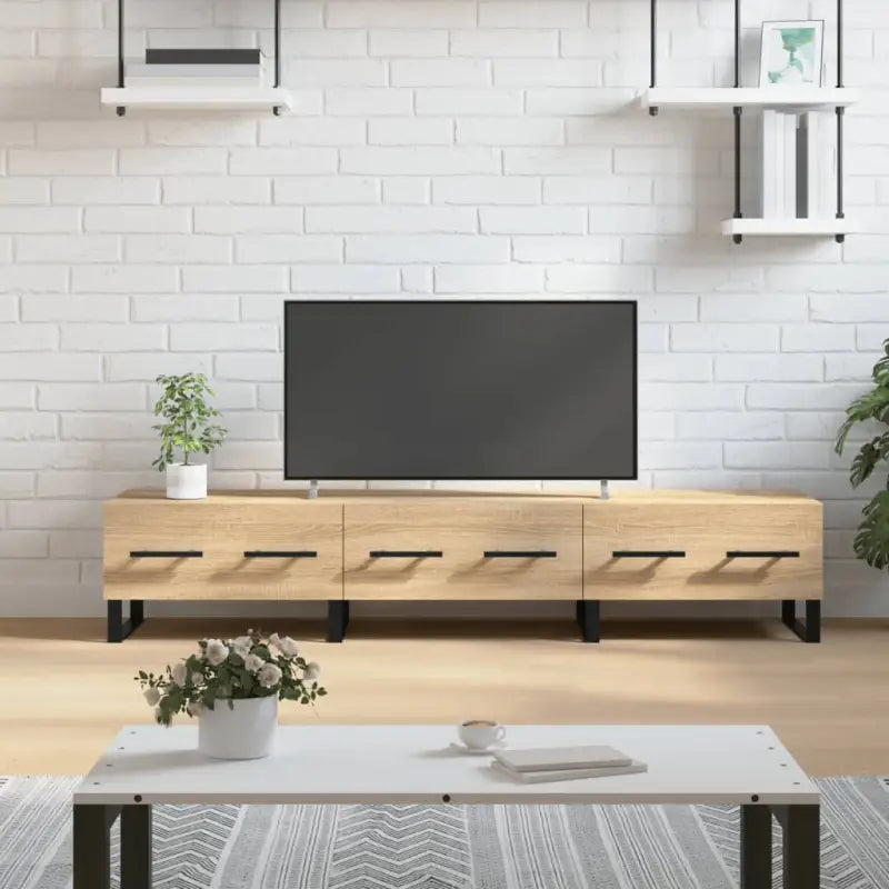Tv-meubel met bewerkt hout en ijzeren poten voor een trendy uitstraling - Sonoma eiken / 1 - Tv-meubels