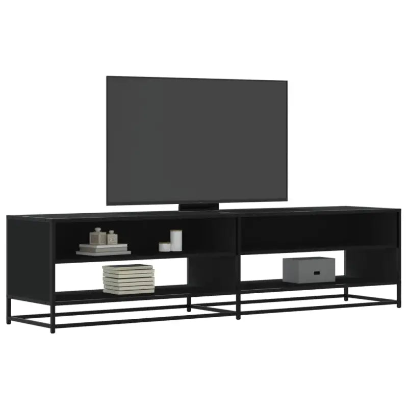 Tv-meubel met bewerkt hout en industrieel metalen frame - Zwart / 1 / 180.5 cm - Tv-meubels