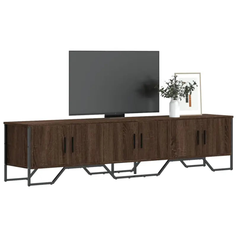 Tv-meubel met bewerkt hout en metalen handgrepen voor veel opbergruimte - bruin eikenkleur / 1 - Tv-meubels