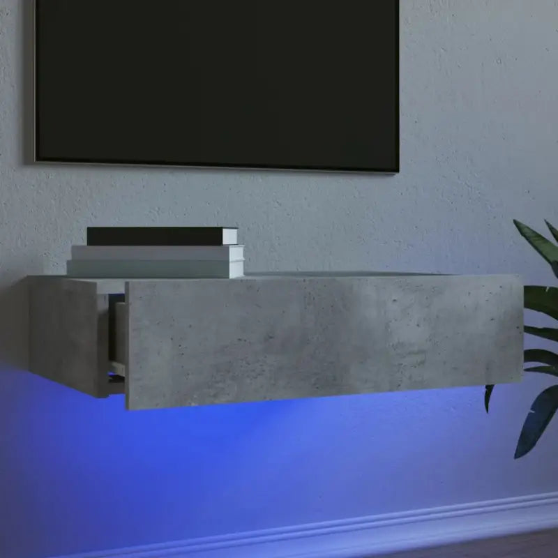 Tv-meubel met bewerkt hout en rgb led-verlichting voor een moderne look - Betongrijs / 1 / 60 cm - Tv-meubels