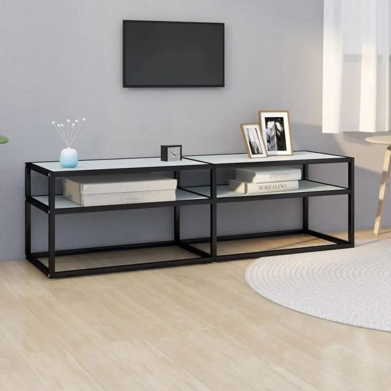 Tv-meubel met gehard glas een strak en stabiel ontwerp - Zwart en witmarmer / 1 / 140 cm - Tv-meubels