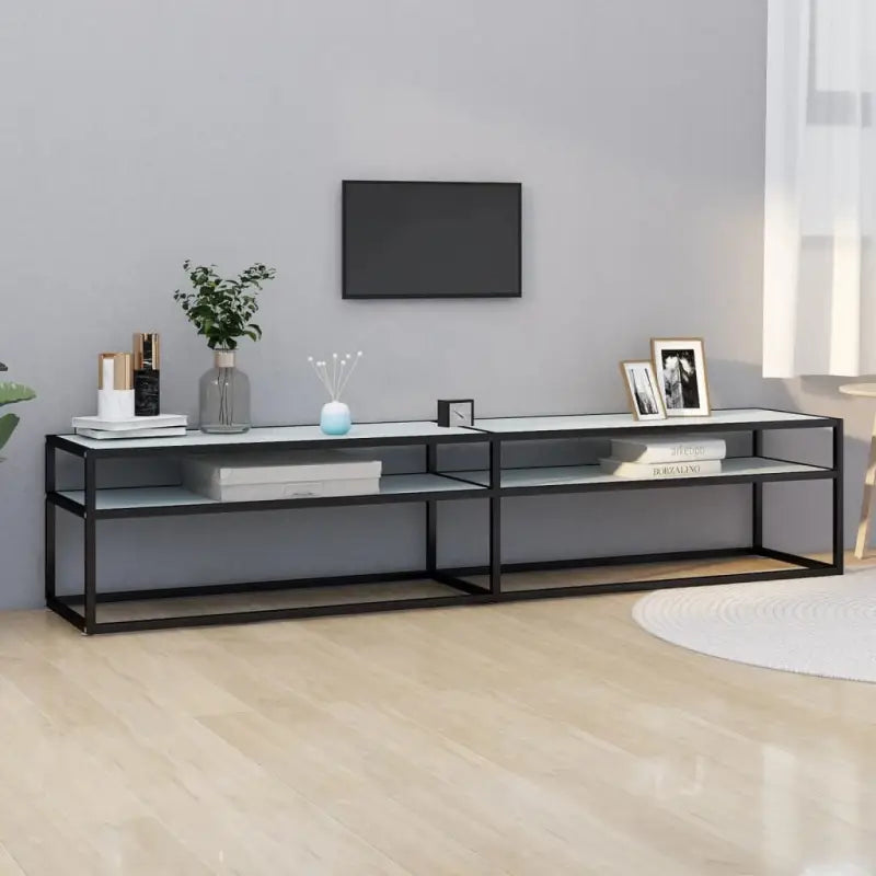 Tv-meubel met gehard glas een strak en stabiel ontwerp - Zwart en witmarmer / 1 / 200 cm - Tv-meubels