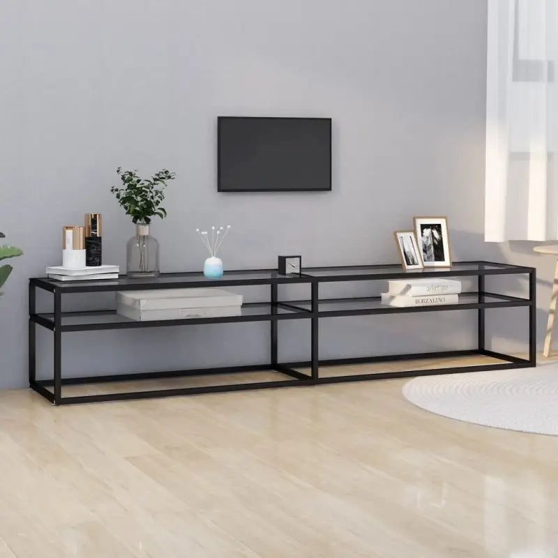 Tv-meubel met gehard glas een strak en stabiel ontwerp - Zwart en transparant / 1 / 200 cm - Tv-meubels