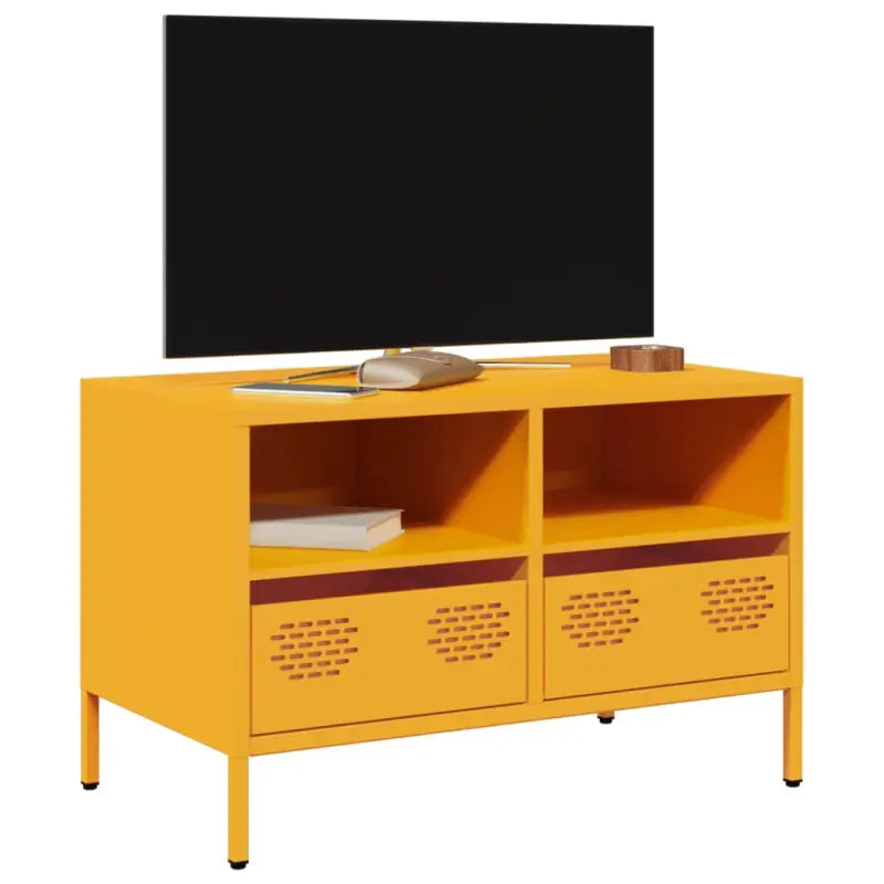 Tv-meubel met koudgewalst staal en verstelbare schroefpoten - Mosterdgeel / 1 / 68 cm - Tv-meubels