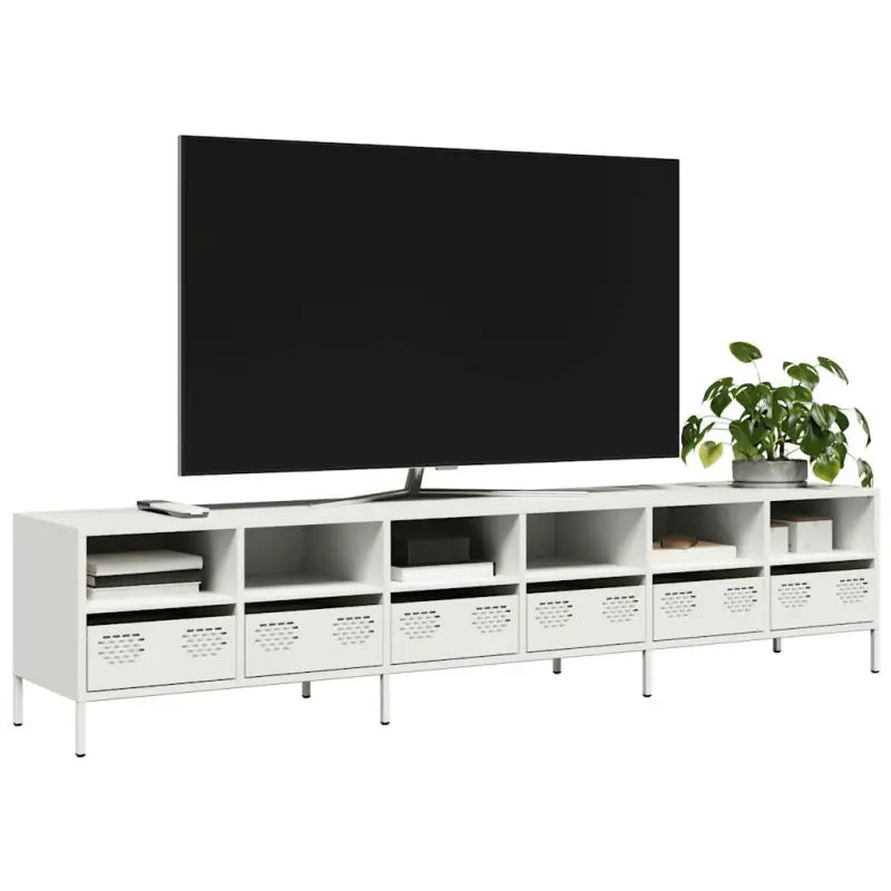 Tv-meubel met koudgewalst staal en verstelbare schroefpoten - Wit / 1 / 202 cm - Tv-meubels