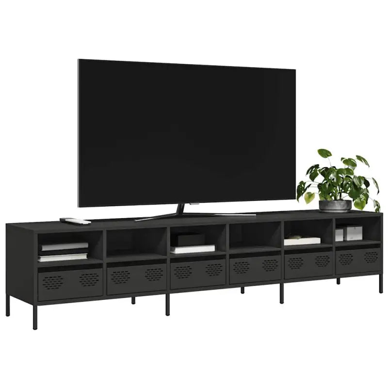 Tv-meubel met koudgewalst staal en verstelbare schroefpoten - Zwart / 1 / 202 cm - Tv-meubels