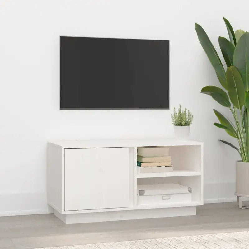 Tv-meubel met massief grenenhout voor een trendy en natuurlijk interieur - Wit / 1 - Tv-meubels