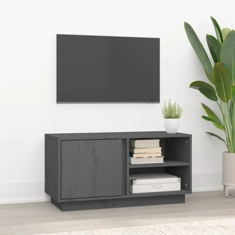 Tv-meubel met massief grenenhout voor een trendy en natuurlijk interieur - Grijs / 1 - Tv-meubels