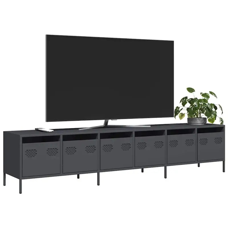 Tv-meubel met opbergruimte in robuust koudgewalst staal - Antraciet / 1 / 202 cm - Tv-meubels