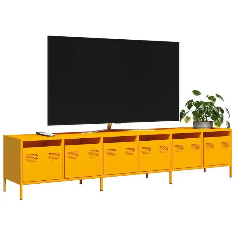 Tv-meubel met opbergruimte in robuust koudgewalst staal - Mosterdgeel / 1 / 202 cm - Tv-meubels