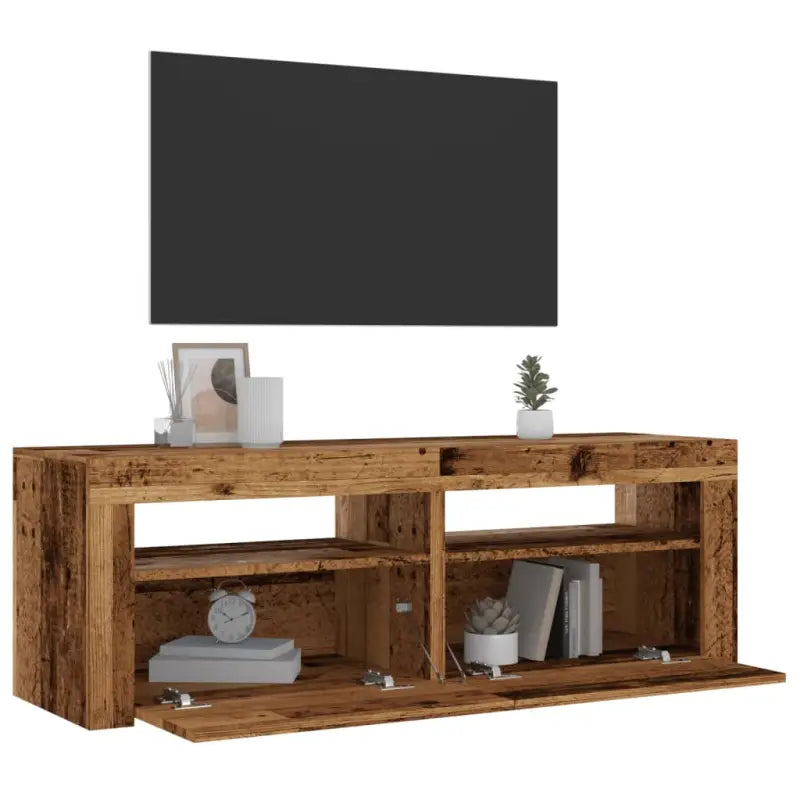 Tv-meubel met rgb led-verlichting en duurzaam ontwerp - Oud hout / 1 - Tv-meubels