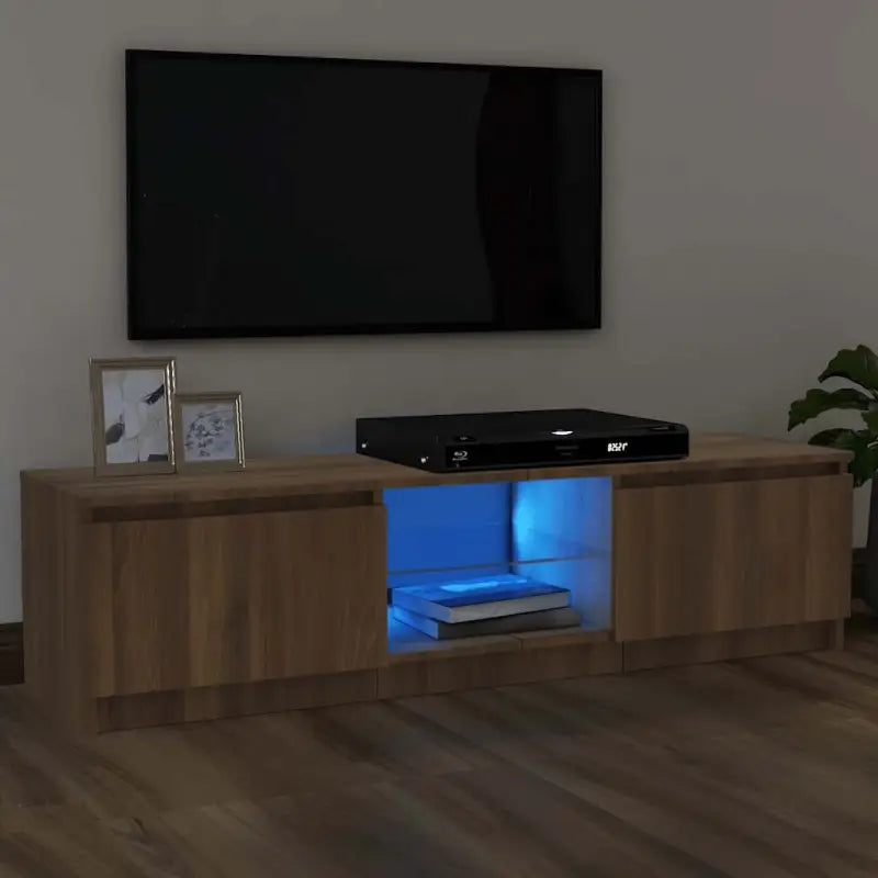 Tv-meubel met rgb led-verlichting en stevig praktisch ontwerp - bruin eikenkleur / 120 x 30 x 36 cm / 1 - Tv-meubels