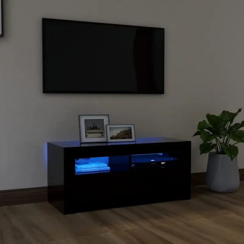 Tv-meubel met rgb led-verlichting en trendy duurzaam ontwerp - Zwart / 1 - Tv-meubels