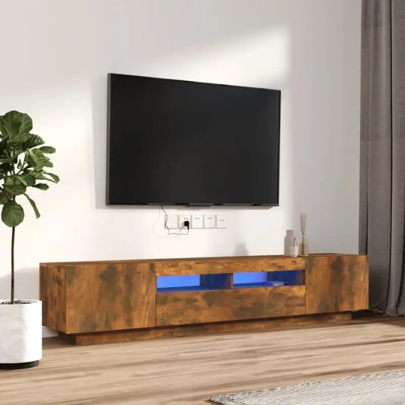 Tv-meubel met RGB LED-verlichting en trendy ontwerp voor elk interieur - Gerookt eiken / 1 - Tv-meubels