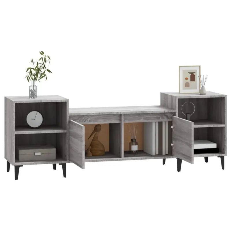 Tv-meubel van bewerkt hout in grijs sonoma met stevig en stijlvol design - Tv-meubels
