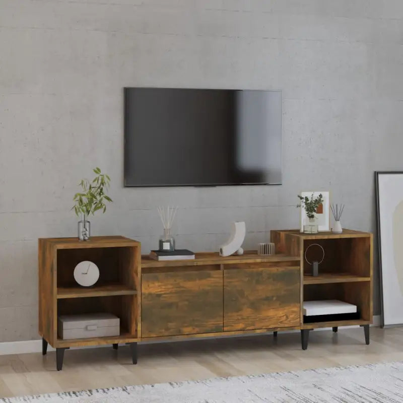 Tv-meubel van bewerkt hout in grijs sonoma met stevig en stijlvol design - Gerookt eiken / 1 - Tv-meubels