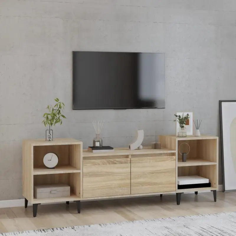 Tv-meubel van bewerkt hout in grijs sonoma met stevig en stijlvol design - Sonoma eiken / 1 - Tv-meubels