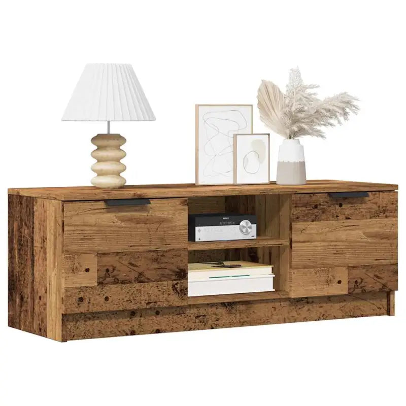 Tv-meubel van bewerkt hout in grijs sonoma met strak design - Oud hout / 1 - Tv-meubels