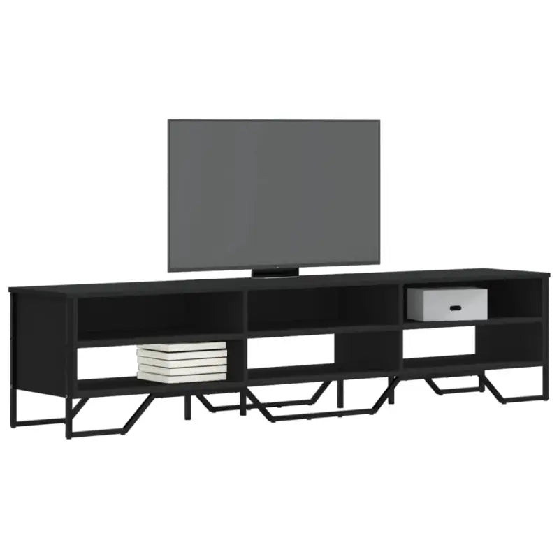 Tv-meubel van bewerkt hout in grijs sonoma met veel opbergruimte - Zwart / 1 / 180 cm - Tv-meubels