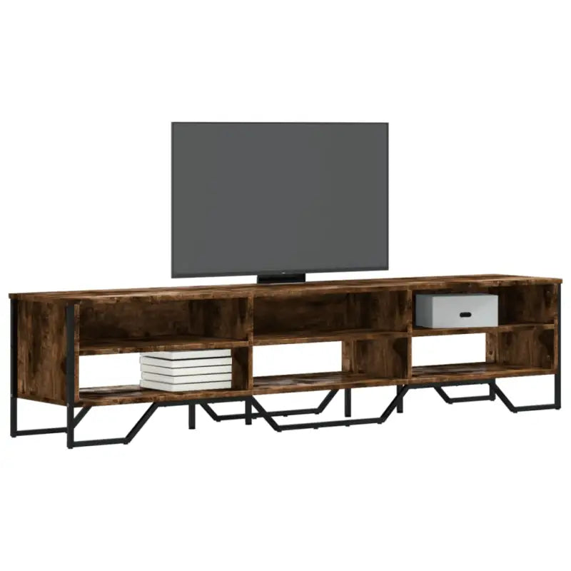Tv-meubel van bewerkt hout in grijs sonoma met veel opbergruimte - Gerookt eiken / 1 / 180 cm - Tv-meubels