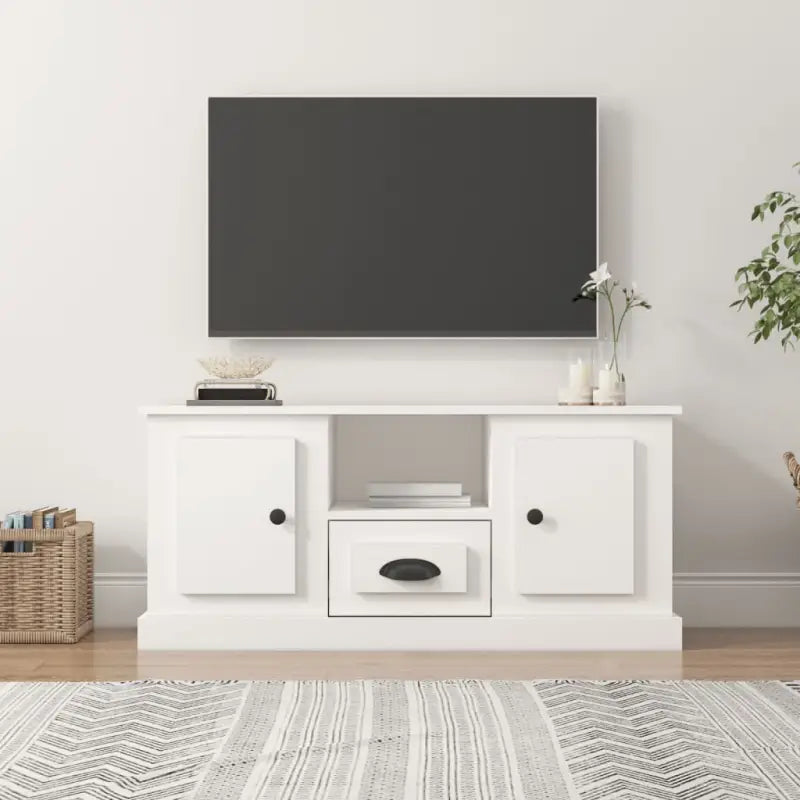 Tv-meubel van bewerkt hout in hoogglans wit met trendy design - Wit / 1 - Tv-meubels
