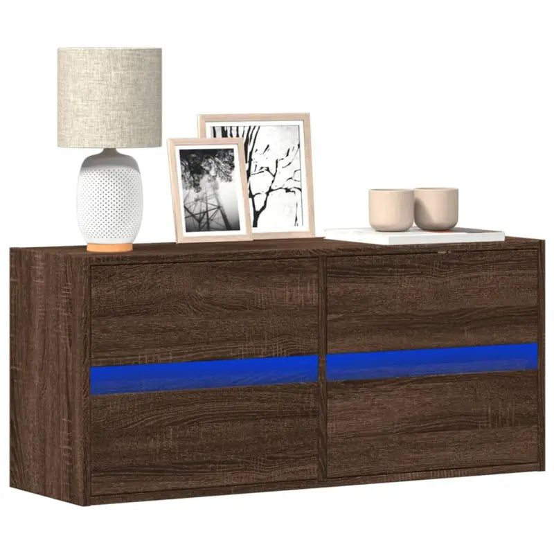 Tv-meubel van bewerkt hout in Sonoma Eiken voor duurzame opbergruimte - bruin eikenkleur / 1 / 100 cm - Tv-meubels
