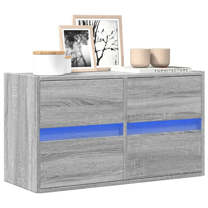 Tv-meubel van bewerkt hout in Sonoma Eiken voor duurzame opbergruimte - Grijs sonoma / 1 / 80 cm - Tv-meubels