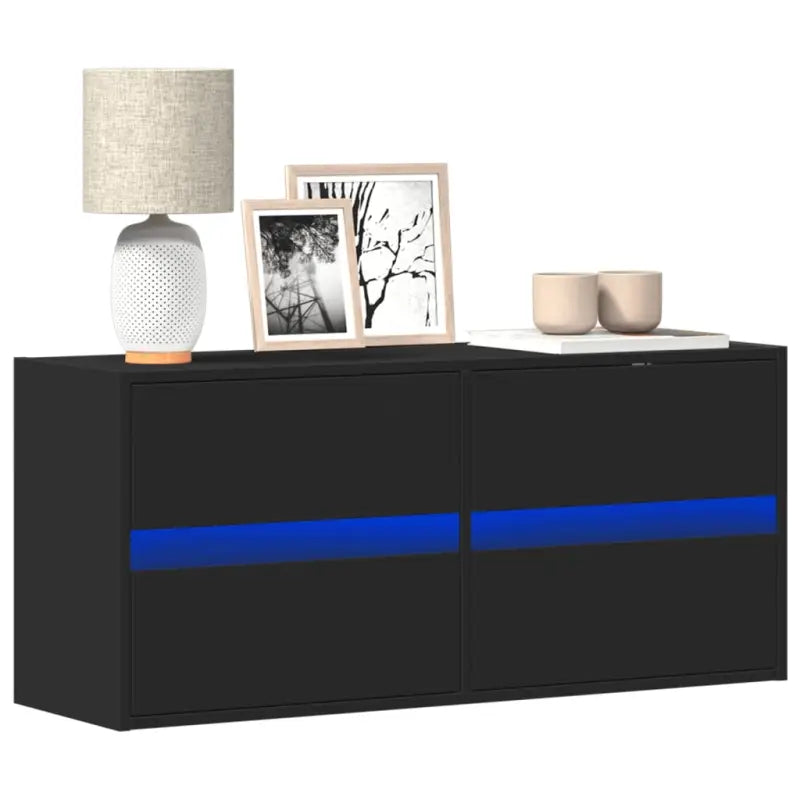 Tv-meubel van bewerkt hout in Sonoma Eiken voor duurzame opbergruimte - Zwart / 1 / 100 cm - Tv-meubels