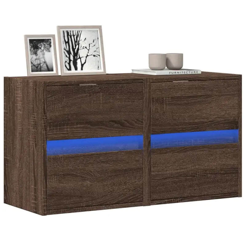 Tv-meubel van bewerkt hout in Sonoma Eiken voor duurzame opbergruimte - bruin eikenkleur / 2 / 41 cm - Tv-meubels