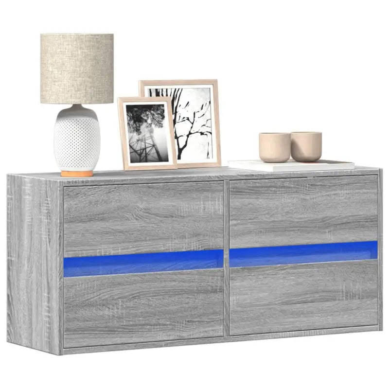Tv-meubel van bewerkt hout in Sonoma Eiken voor duurzame opbergruimte - Grijs sonoma / 1 / 100 cm - Tv-meubels