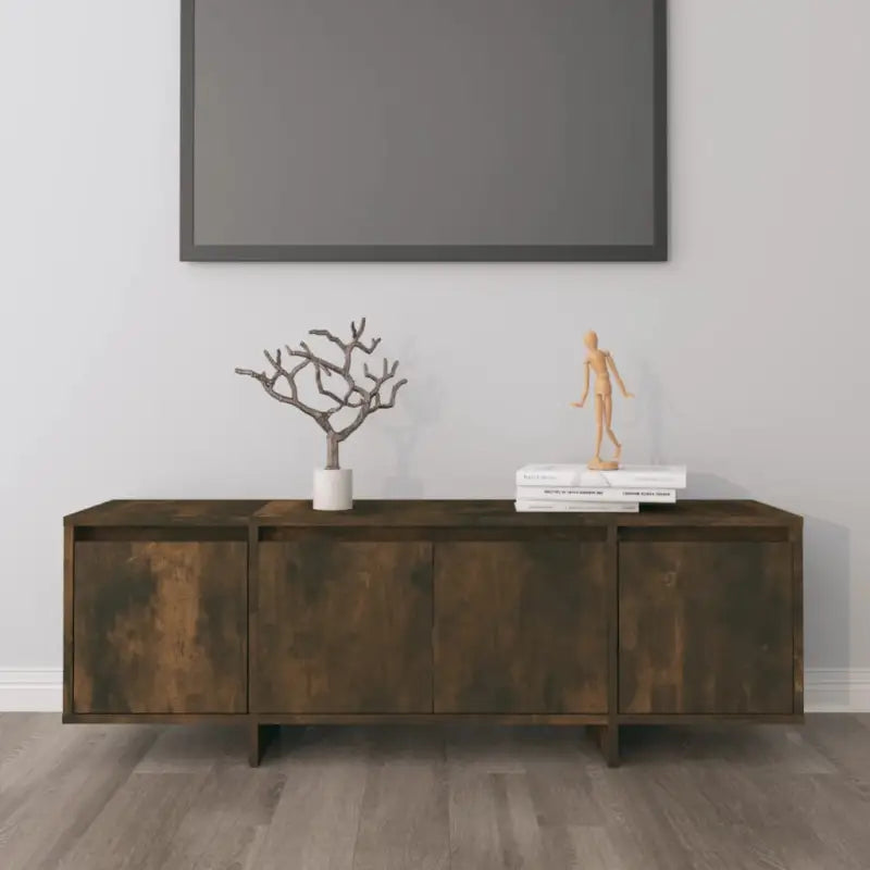 Tv-meubel van bewerkt hout met 4 deuren voor een stijlvolle woonkamer - Gerookt eiken / 1 - Tv-meubels