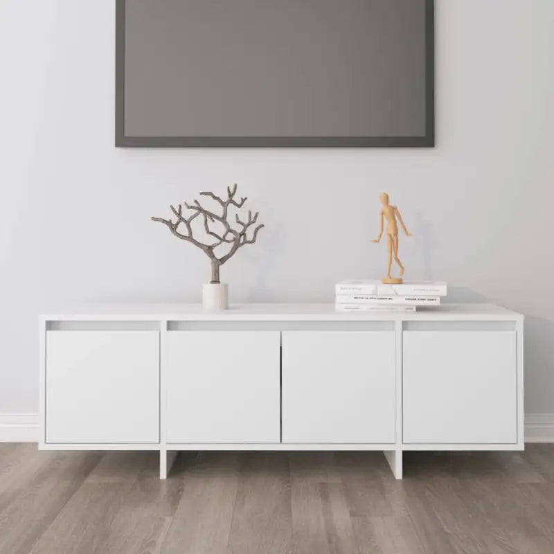 Tv-meubel van bewerkt hout met 4 deuren voor een stijlvolle woonkamer - Wit / 1 - Tv-meubels