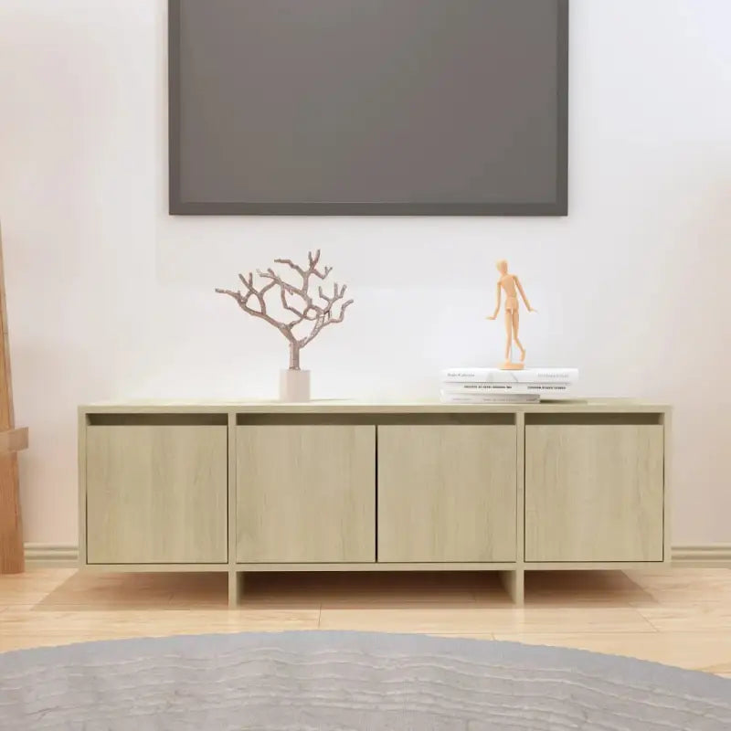 Tv-meubel van bewerkt hout met 4 deuren voor een stijlvolle woonkamer - Sonoma eiken / 1 - Tv-meubels