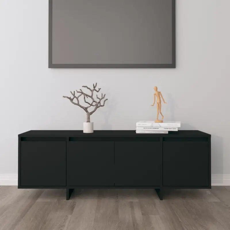 Tv-meubel van bewerkt hout met 4 deuren voor een stijlvolle woonkamer - Zwart / 1 - Tv-meubels