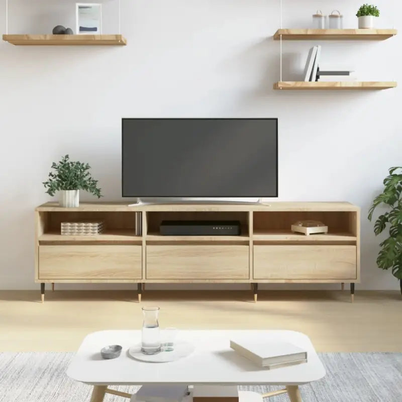 Tv-meubel van bewerkt hout met ijzeren poten en veel opbergruimte - Sonoma eiken / 1 - Tv-meubels