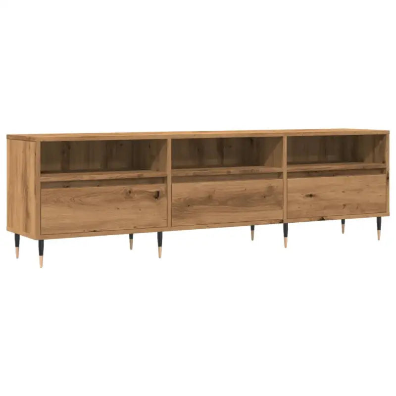 Tv-meubel van bewerkt hout met ijzeren poten en veel opbergruimte - artisanaal eikenkleurig / 1 - Tv-meubels