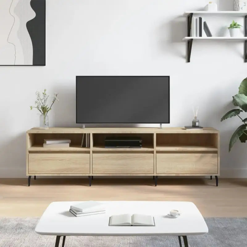 Tv-meubel van bewerkt hout met ijzeren poten en veel opbergruimte - Sonoma eiken / 1 - Tv-meubels