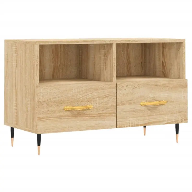 Tv-meubel van bewerkt hout met ijzeren poten in Sonoma Eiken design - Tv-meubels