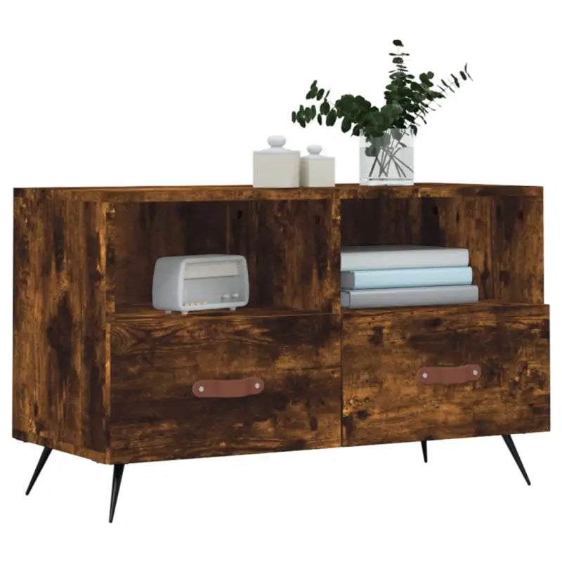 Tv meubel van bewerkt hout met ijzeren poten voor een trendy uitstraling - Tv-meubels