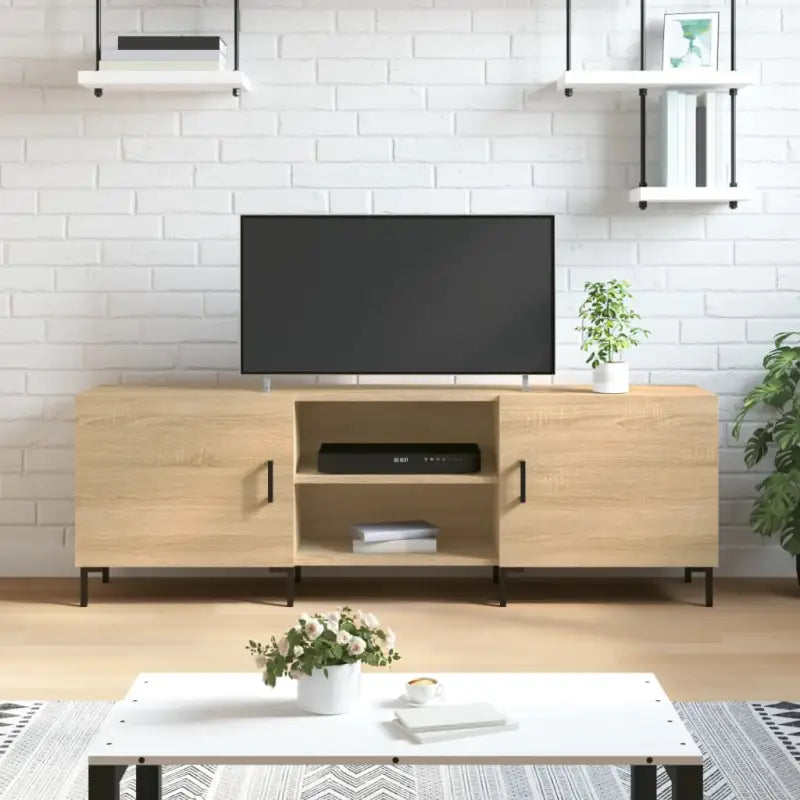 Tv-meubel van bewerkt hout met ijzeren poten voor een trendy uitstraling - Sonoma eiken / 1 - Tv-meubels