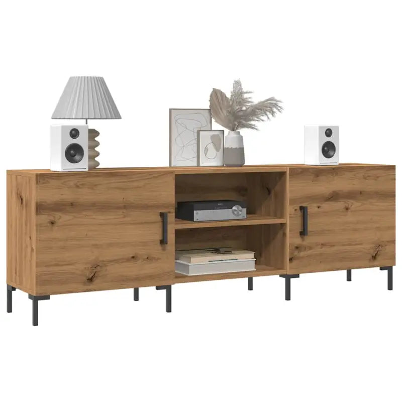 Tv-meubel van bewerkt hout met ijzeren poten voor een trendy uitstraling - artisanaal eikenkleurig / 1 - Tv-meubels