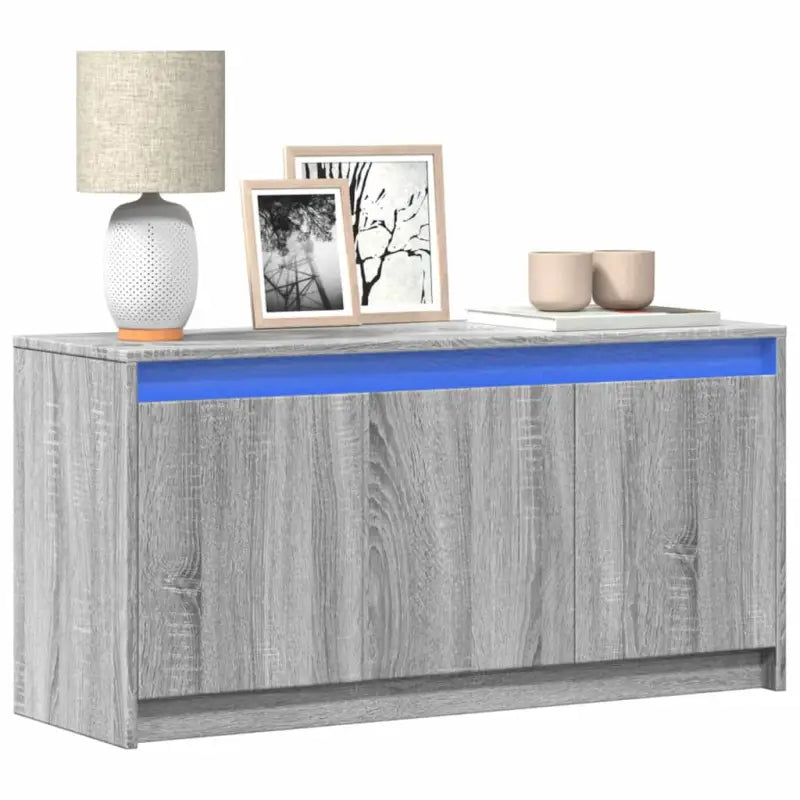 Tv-meubel van bewerkt hout met LED-verlichting en stabiel ontwerp - Grijs sonoma / 1 - Tv-meubels