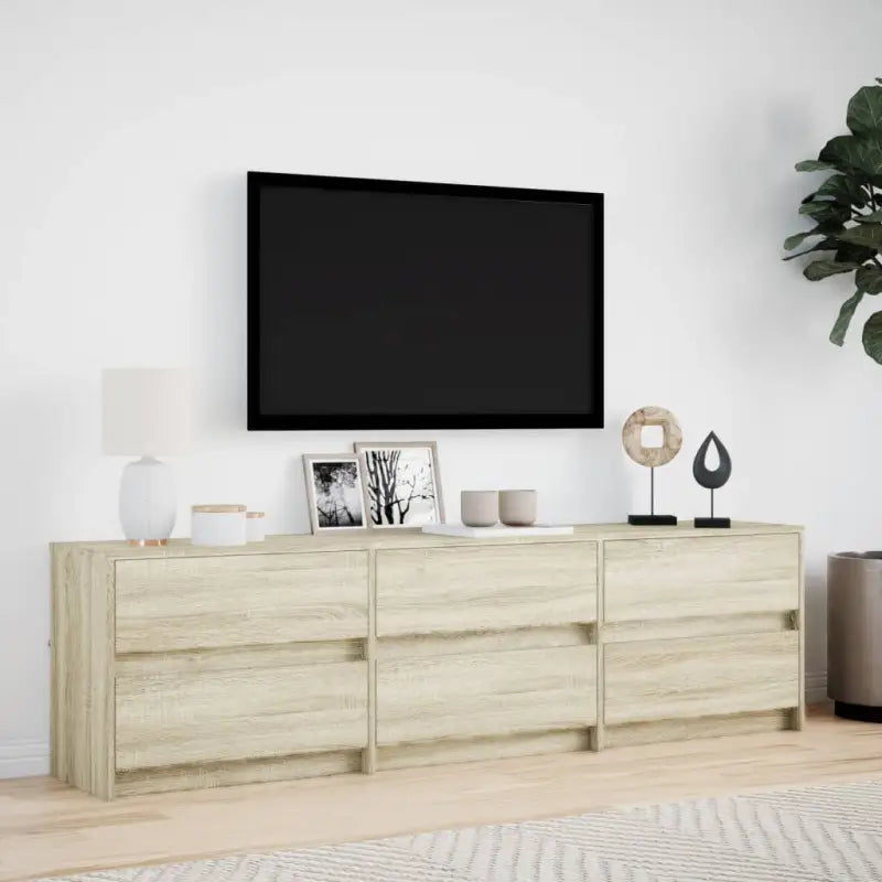 Tv-meubel van bewerkt hout met LED-verlichting en stevig ontwerp - Tv-meubels