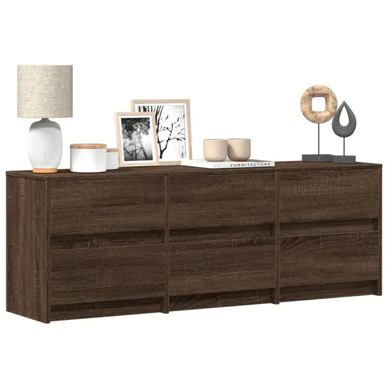 Tv-meubel van bewerkt hout met LED-verlichting en stevig ontwerp - bruin eikenkleur / 1 / 140 cm - Tv-meubels