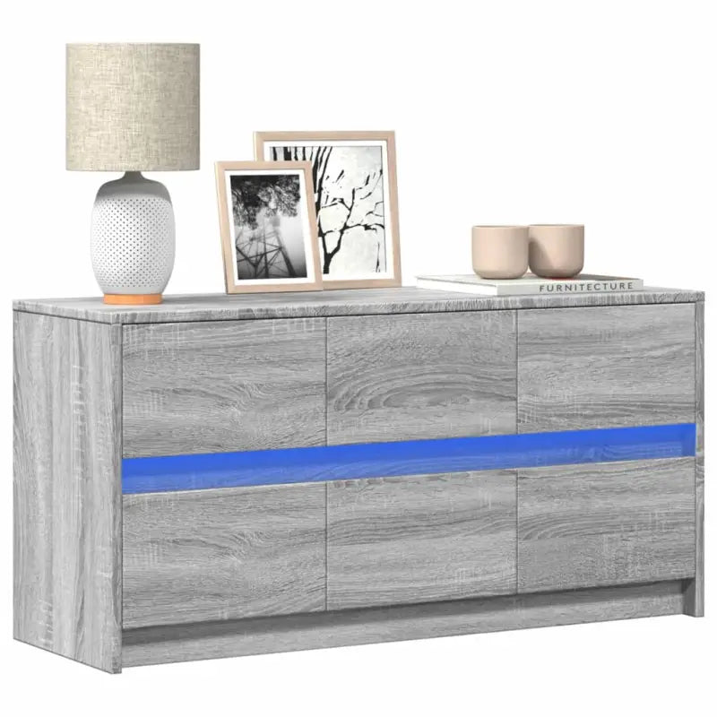 Tv-meubel van bewerkt hout met LED-verlichting en stevig ontwerp - Grijs sonoma / 1 / 100 cm - Tv-meubels