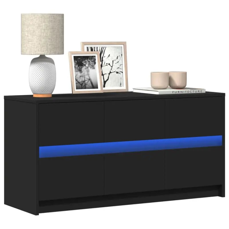 Tv-meubel van bewerkt hout met LED-verlichting en stevig ontwerp - Zwart / 1 / 100 cm - Tv-meubels